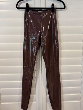 Good American new without tags Glossy Deep Brown Vinyl Leggings